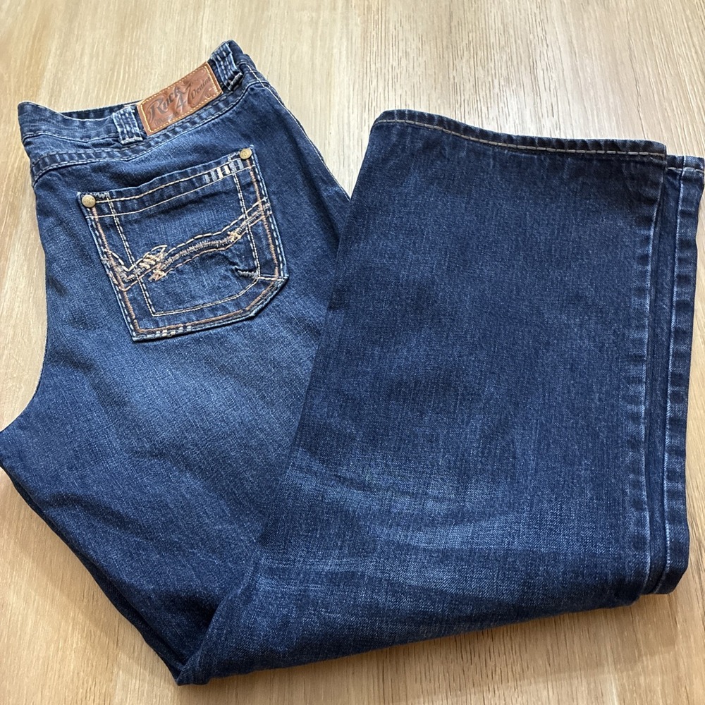 Wrangler Jeans "Rock 47 Denim" Men's Sz 38x30" Relaxed Boot Cut Denim